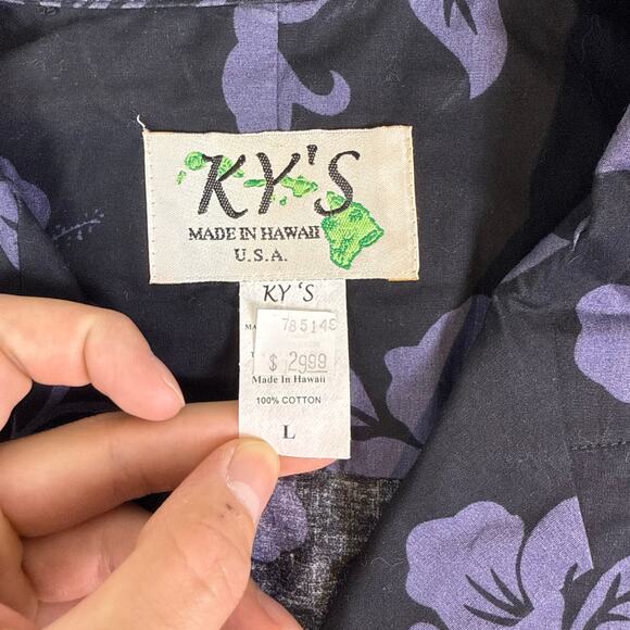 KY’s Hawaiian BEER Shirt Mens Sz L Made in Hawaii Bottles Drinking Floral Aloha - Picture 5 of 6